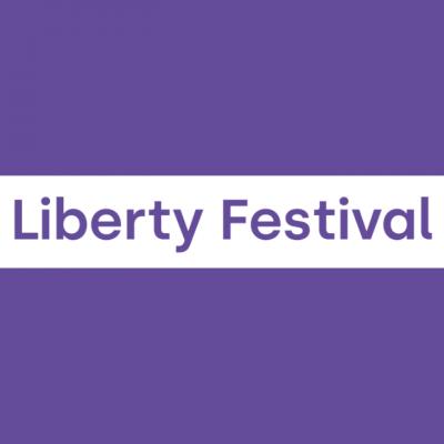 Liberty Festival logo on a purple background