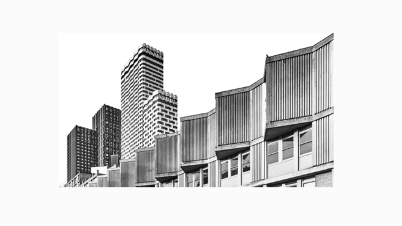 photo of the old Croydon School of Arts with modular tower block in the background.