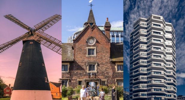 Shirley Windmill, Whitgift Almshouses and Number 1 Croydon by Glenn Foster