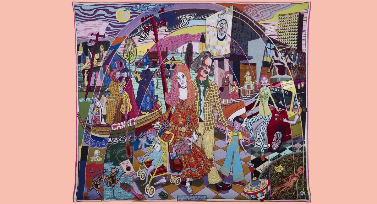 A Perfect Match, Grayson Perry, 2015. On loan from the Crafts Council Collection: 2016.18. Acquired with Art Fund support (with a contribution from The Wolfson Foundation) and a donation from Maylis and James Grand. Courtesy the artist, Paragon | Contemporary Editions Ltd and Victoria Miro. © Grayson Perry